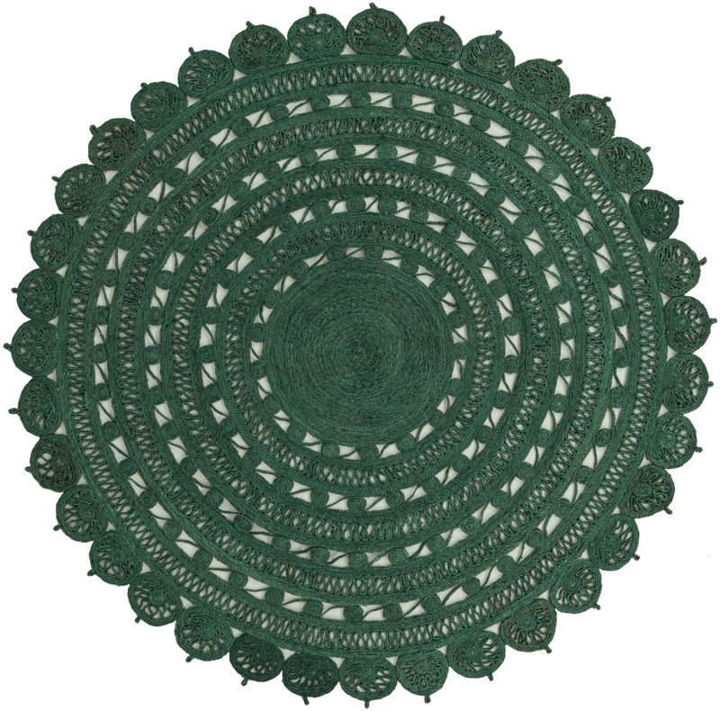 Anise · Medallion Braided Jute Rug, hunter green