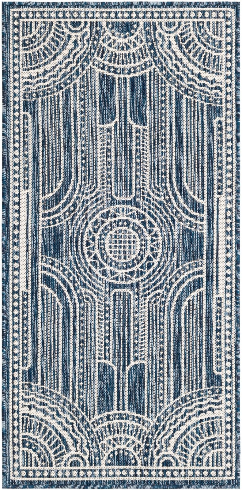 2' x 4' Brough · Border Outdoor Rug, blue