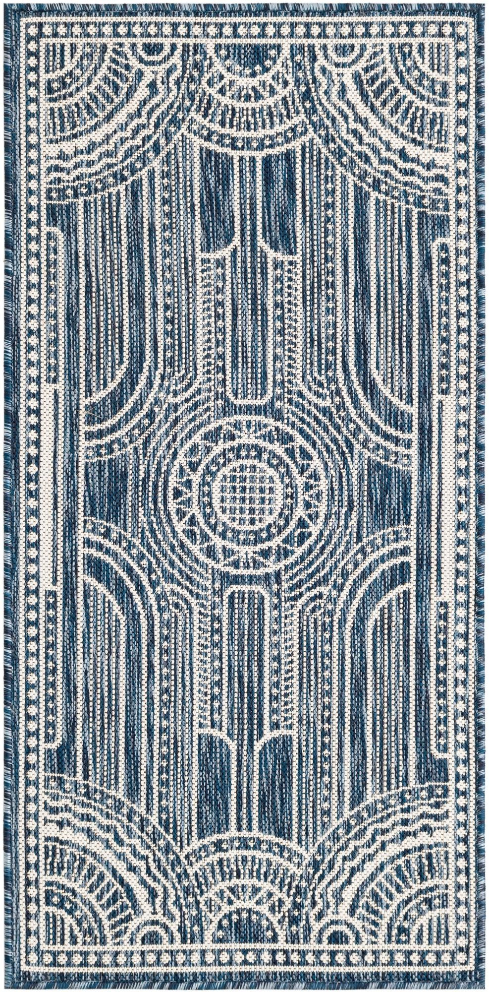 2' x 4' Brough · Border Outdoor Rug, blue