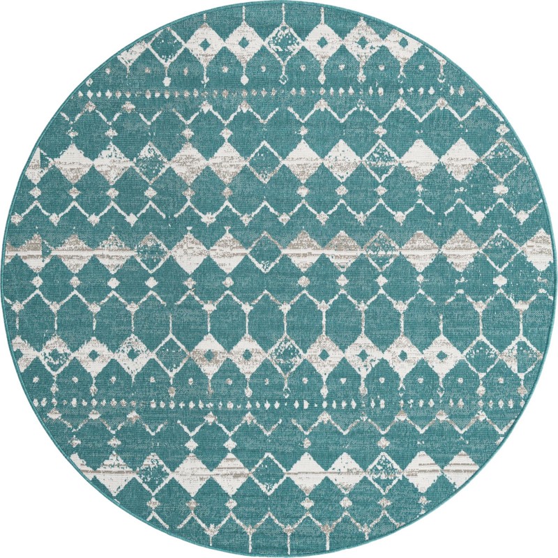 7' x 7' Stowe · Diamond Outdoor Rug, teal