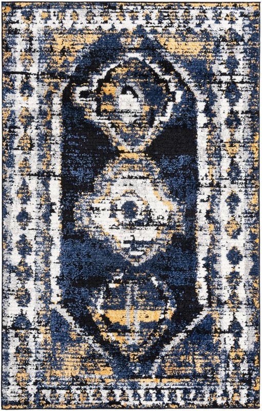 5' 3 x 8' Corbin · Border rug, blue