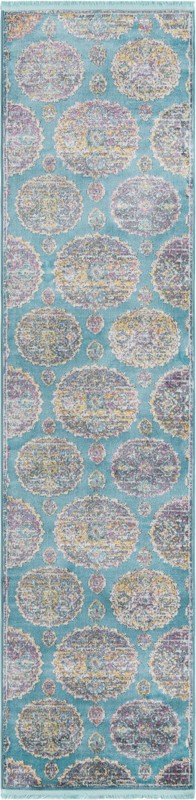 2' 7 x 10' Mather · Medallion rug, blue