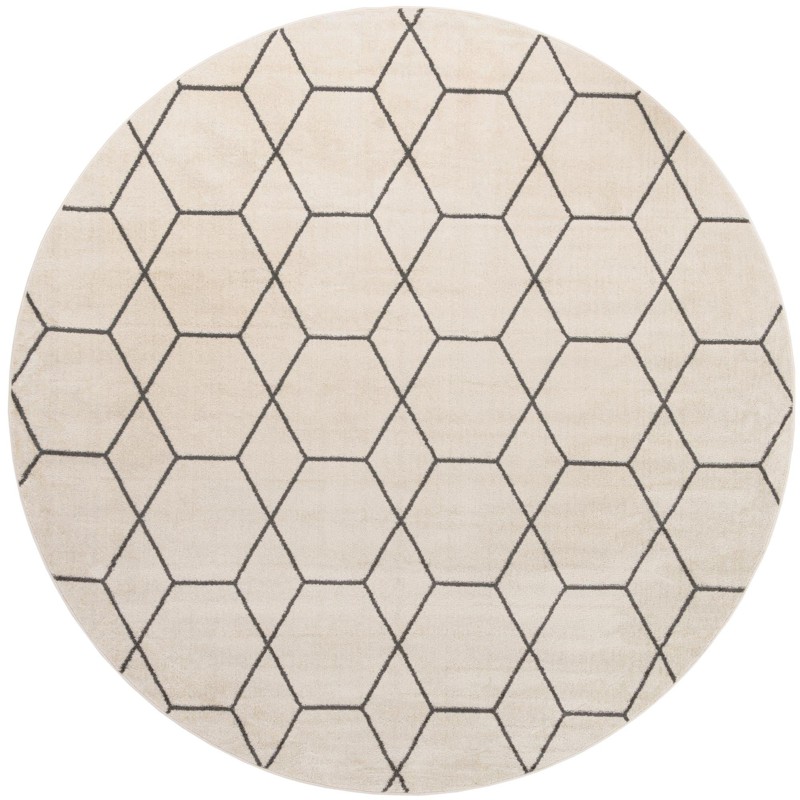 10' x 10' Galloway · Geometric lattice rug, ivory and gray