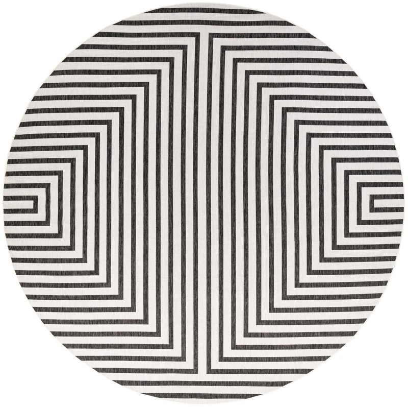 13' x 13' Gorse · Geometric Outdoor Rug, white and black