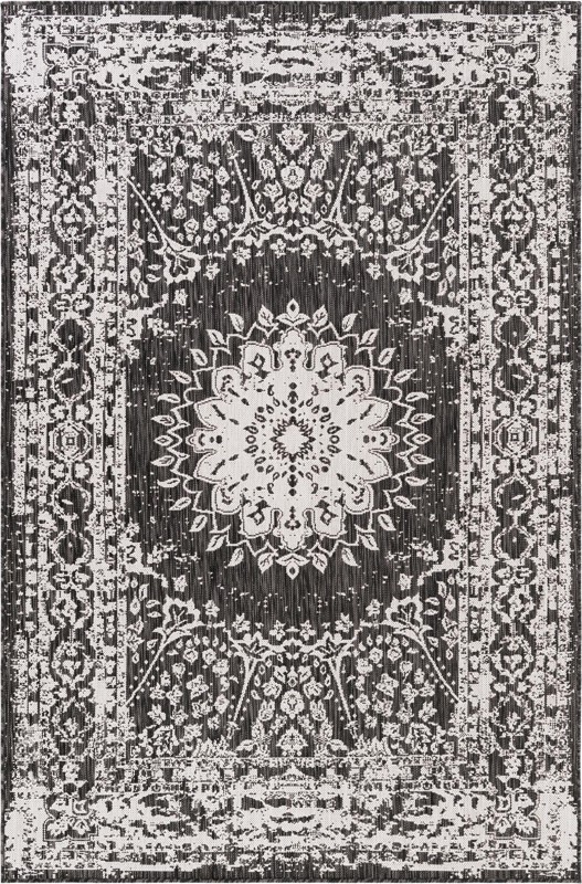 5' 3 x 8' Royce · Medallion Outdoor Rug, black and white