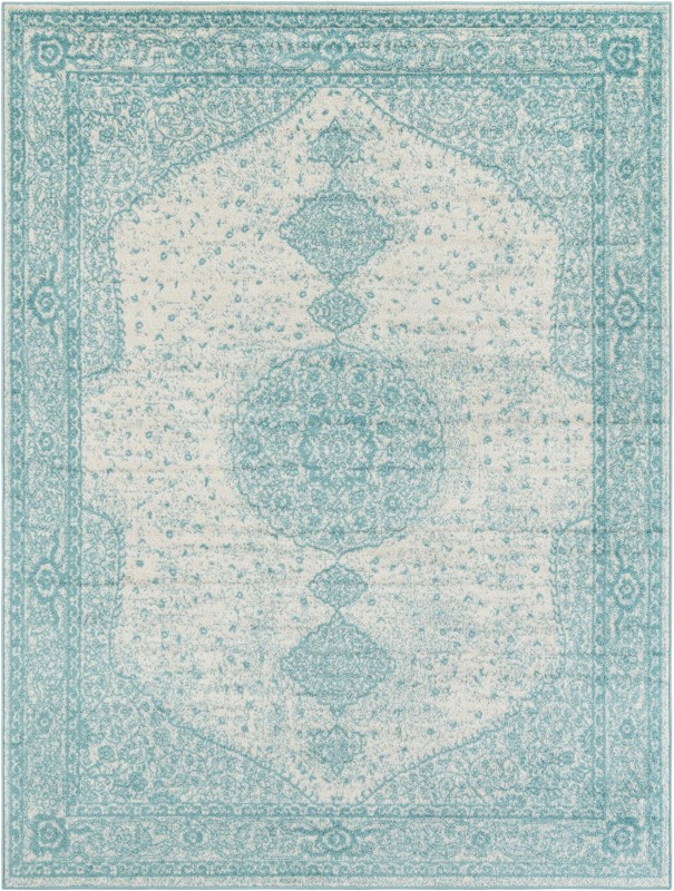 7' 10 x 10' Eudora · Border rug, aqua