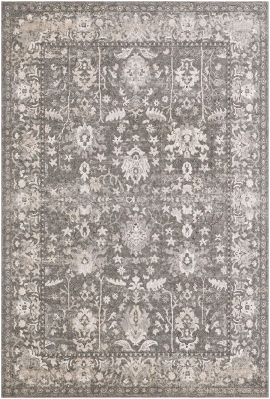 6' 9 x 10' Leacock · Border rug, gray