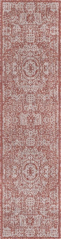 2' x 8' Hayden · Border Outdoor Rug, rustred