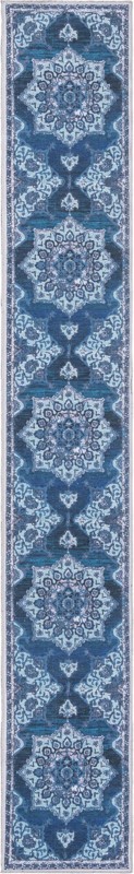 2' x 13' Rideout · Medallion Washable Rug, navy and light blue