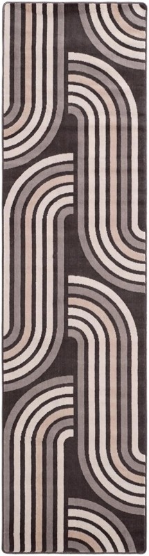 2' 7 x 10' Parkes · Geometric arch rug, charcoal and beige
