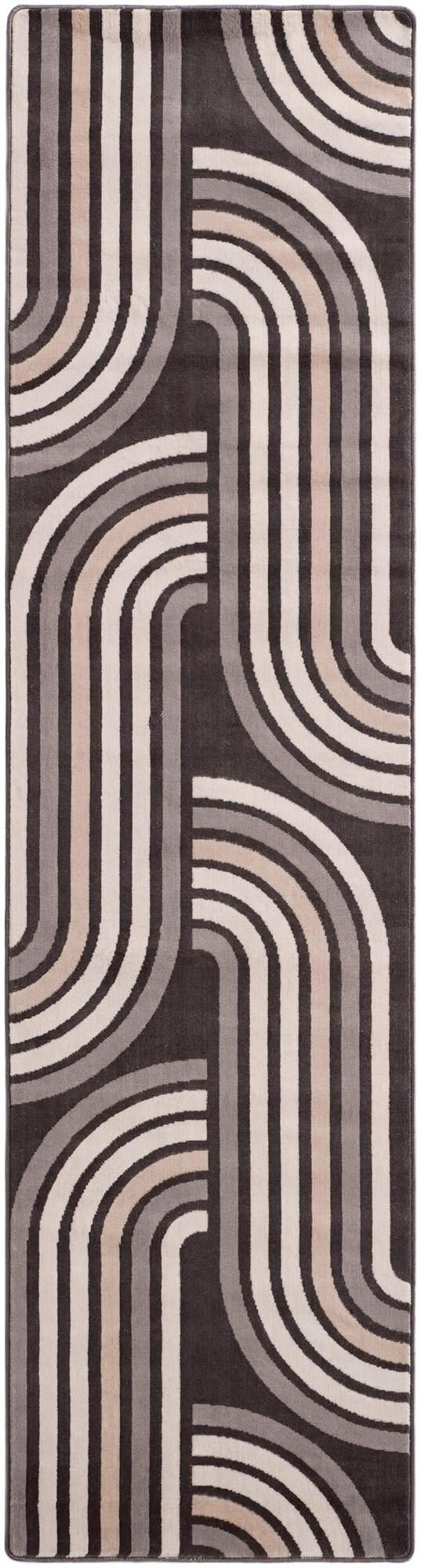 2' 7 x 10' Parkes · Geometric arch rug, charcoal and beige