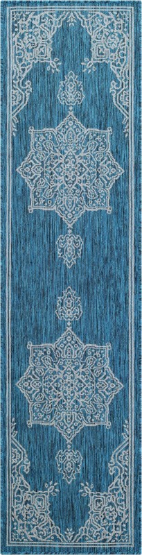 2' x 8' Rhys · Border Outdoor Rug, teal