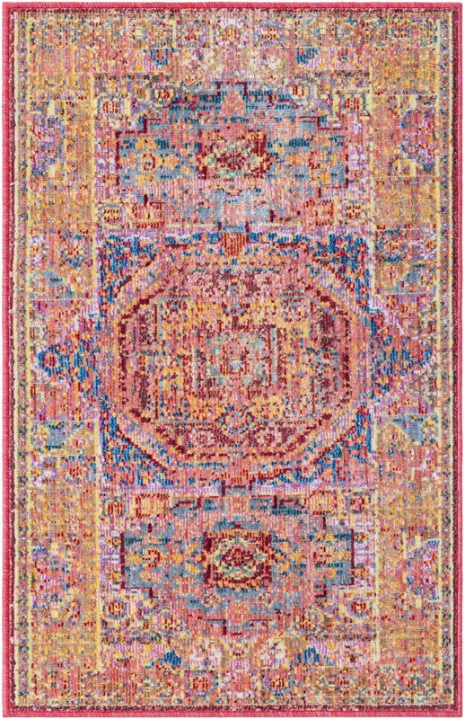 Lindley · Medallion rug, peach and blue
