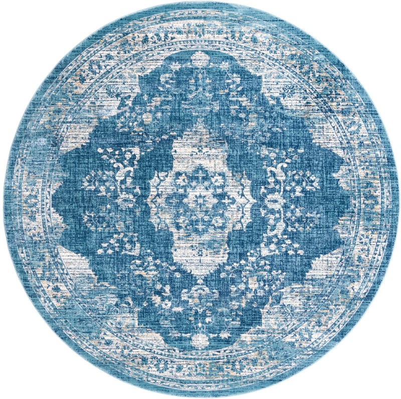 Fanshawe · Medallion rug, navy and beige