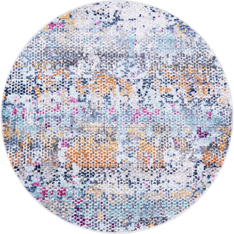 3' 7 x 3' 7 Coulter · Abstract rug, multi and blue