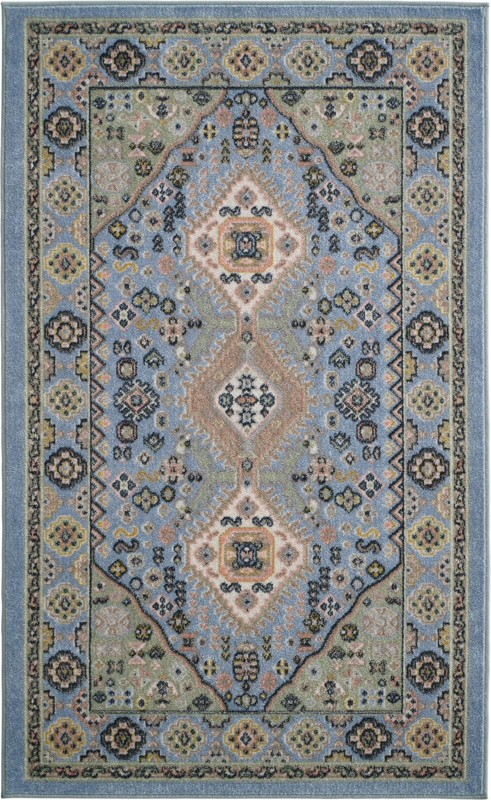 Middlebury · Border Washable Rug, light blue