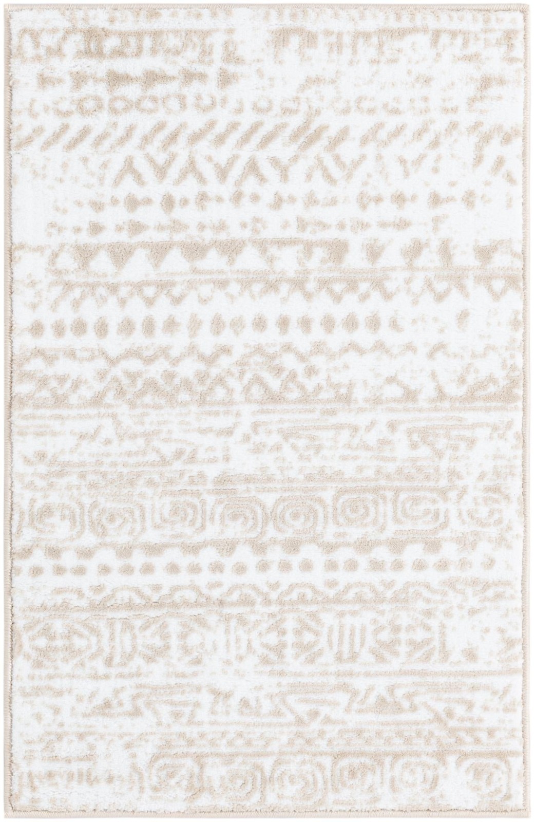 2' x 3' Gleason · Tribal geometric rug, snow white and beige