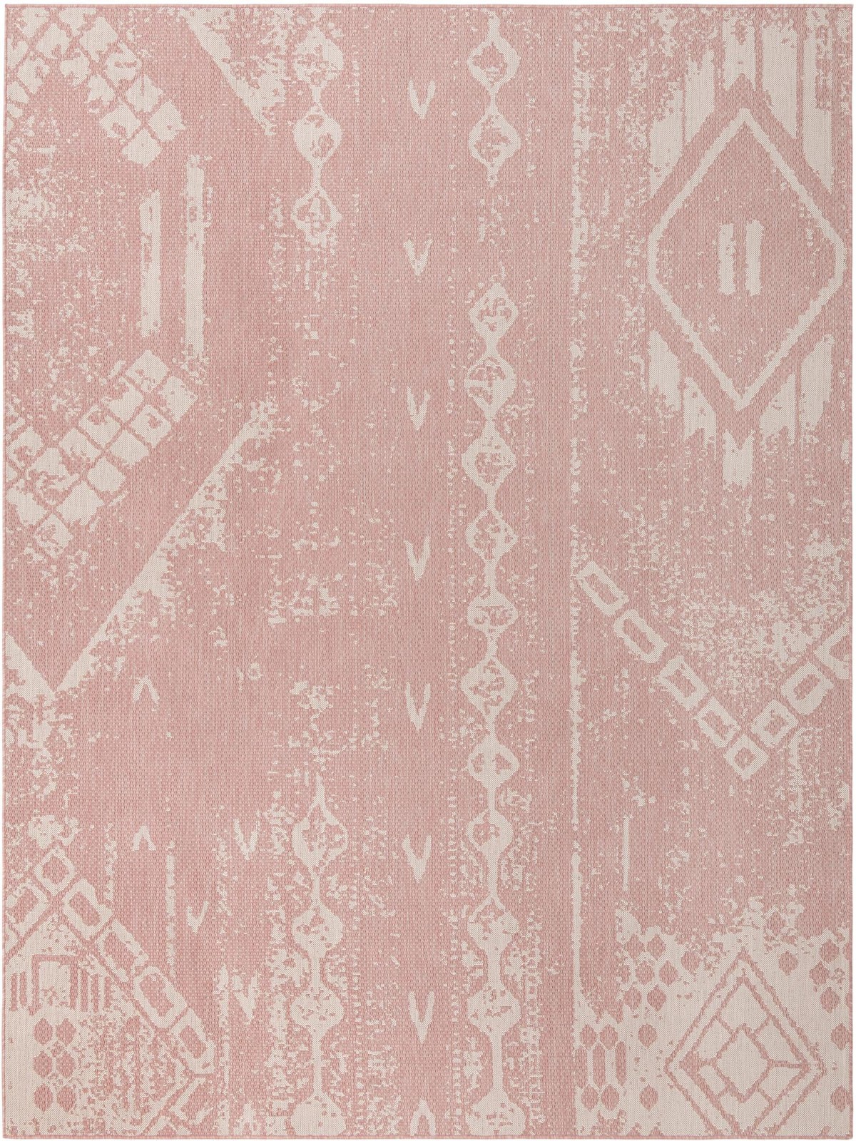 9' x 12' Wildman · Geometric Outdoor Rug, pink