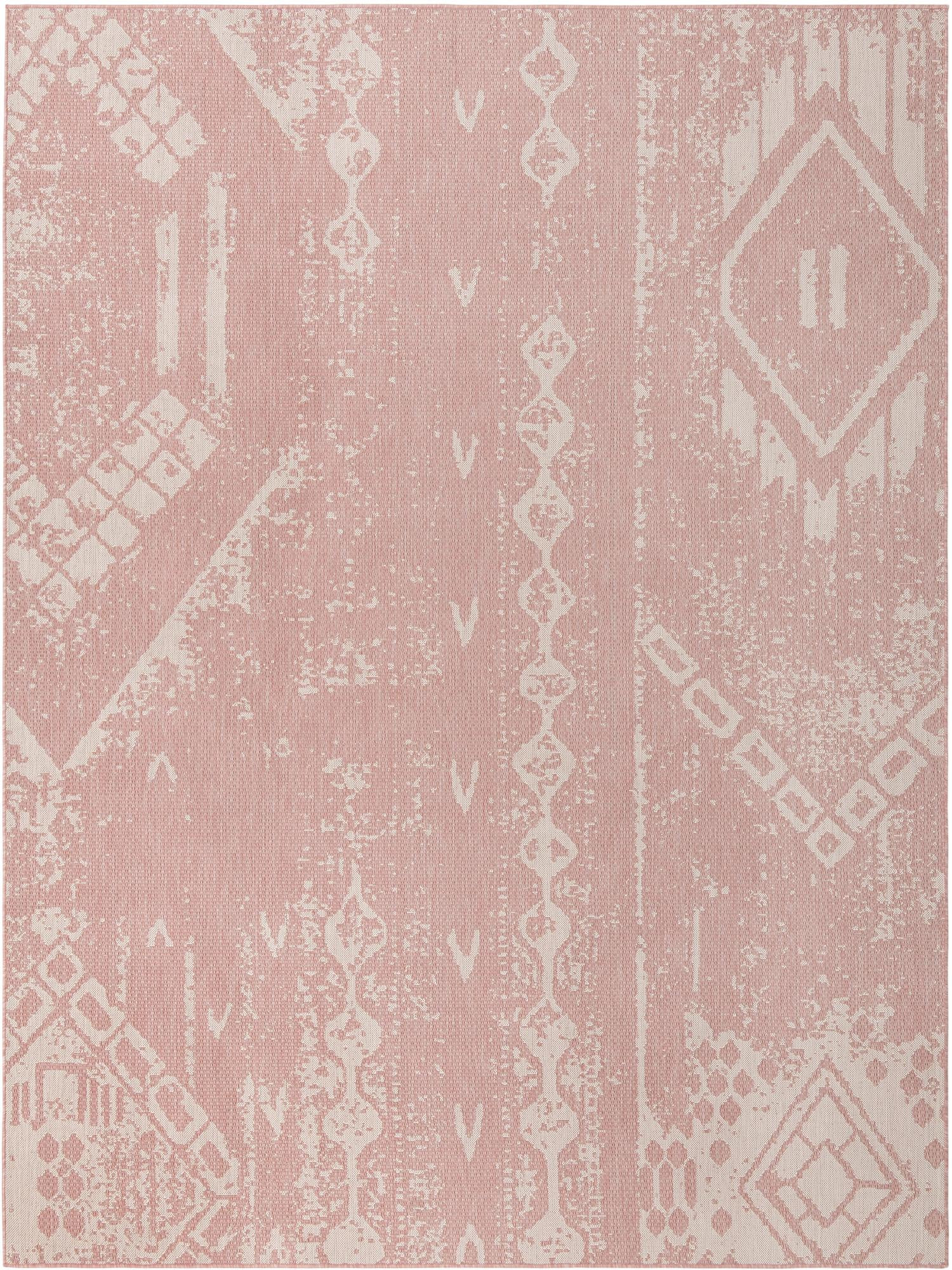 9' x 12' Wildman · Geometric Outdoor Rug, pink