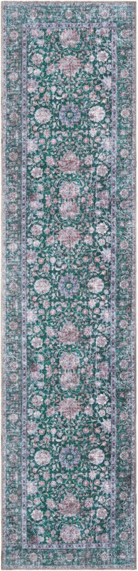 2' x 8' Bertie · Floral rug, emerald and ivory