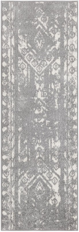 2' x 6' Underhill · Tribal stripe rug, gray and ivory