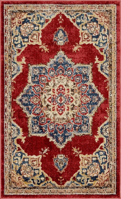 Kerrigan · Traditional medallion rug, burgundy and blue