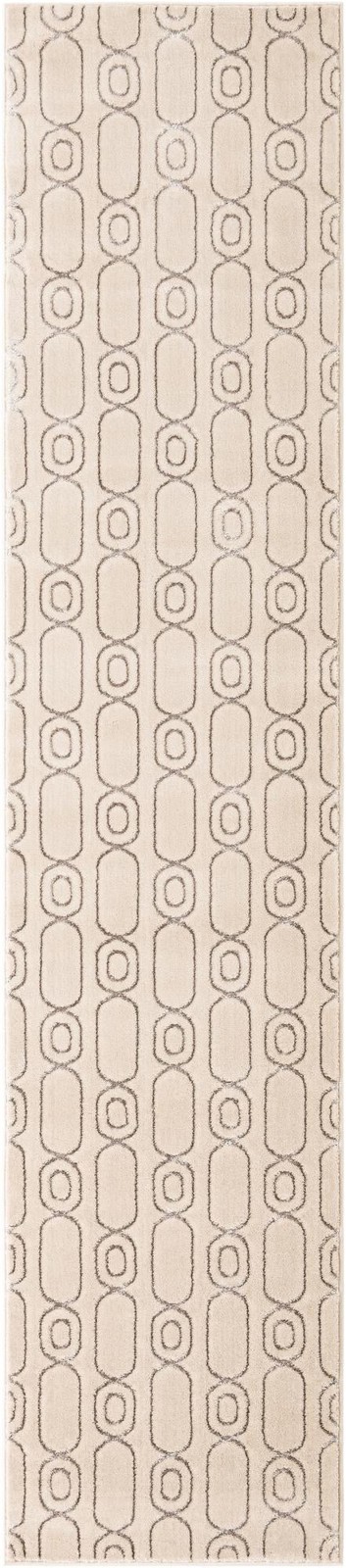2' 7 x 12' Renwick · Geometric rug, white and silver