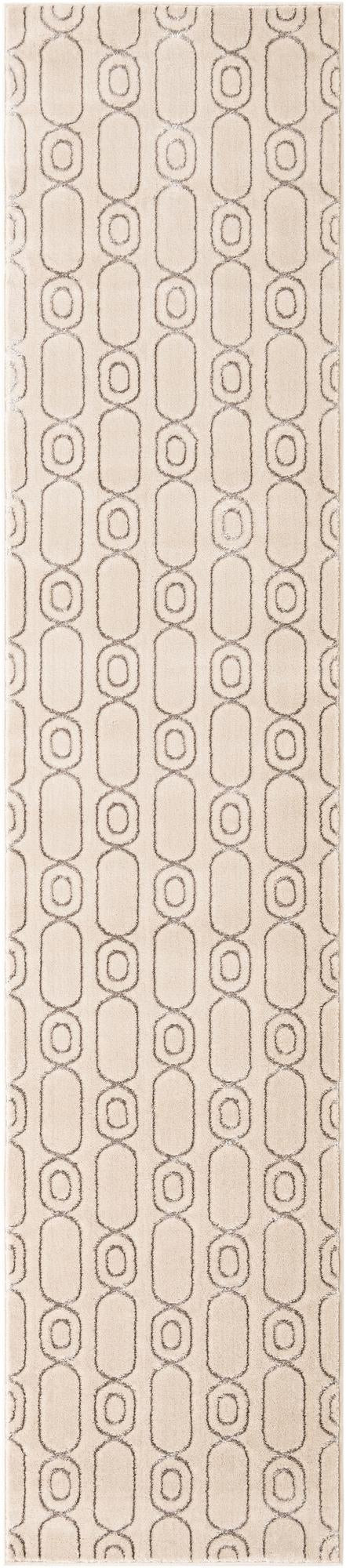 2' 7 x 12' Renwick · Geometric rug, white and silver