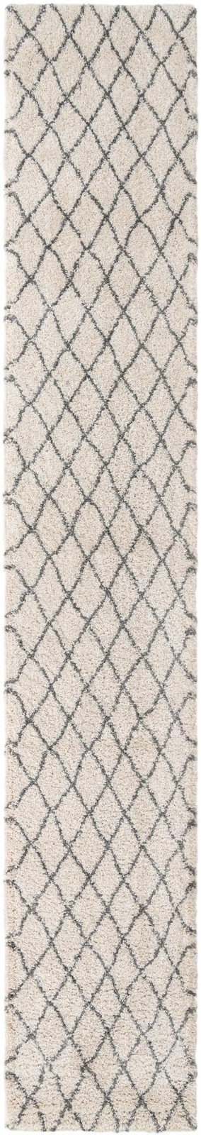 3' 3 x 19' 8 Jameson · Diamond lattice Shag Rug, ivory and gray
