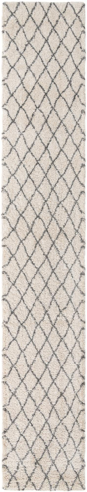 3' 3 x 19' 8 Jameson · Diamond lattice Shag Rug, ivory and gray
