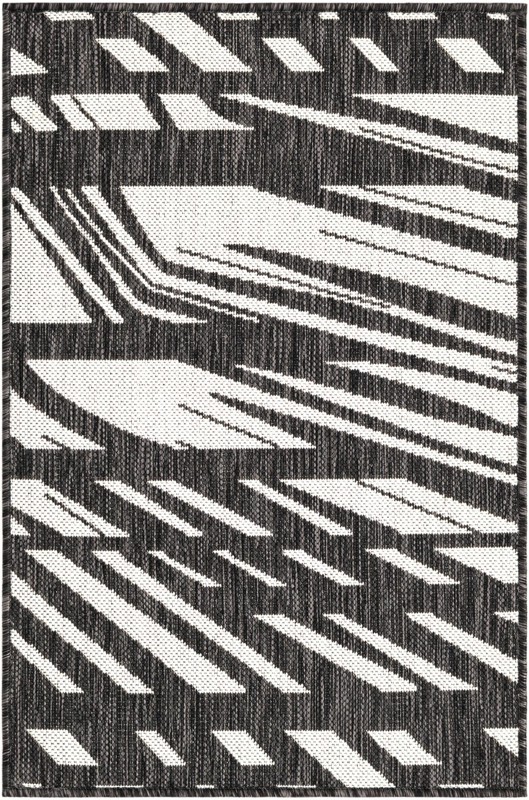 2' x 3' Frasier · Abstract geometric Outdoor Rug, black and white