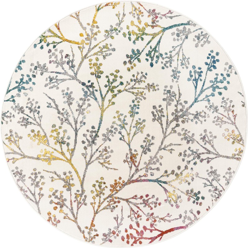 5' 3 x 5' 3 Garrick · Botanical rug, ivory and multicolor