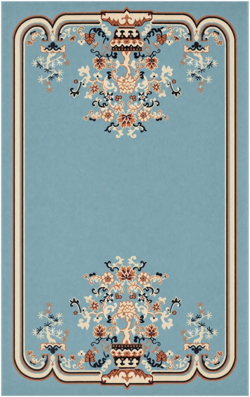 5' 3 x 8' Tobin · Border rug, light blue