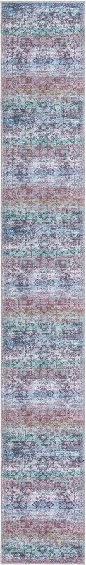2' x 13' Rideout · Distressed medallion Washable Rug, blue and purple