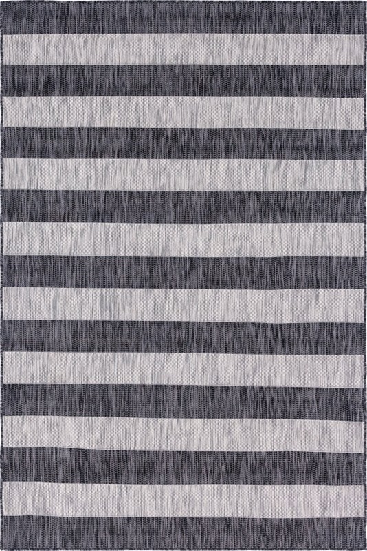 6' x 9' Dahlia · Striped Outdoor Rug, charcoal