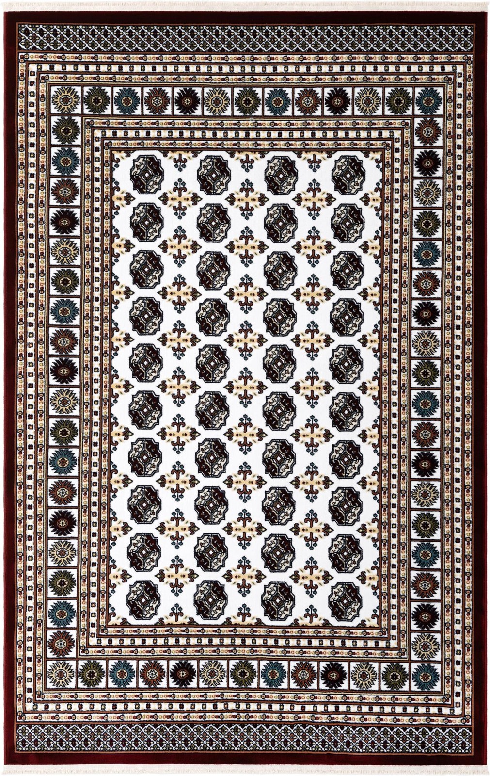 5' 3 x 8' Crestwood · Geometric medallion rug, ivory and red