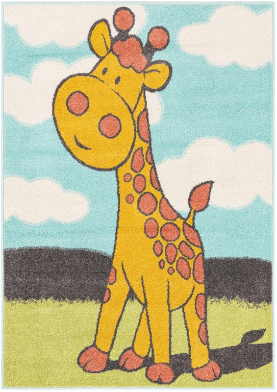 4' 1 x 6' 1 Tennyson · Giraffe rug, blue, yellow and green