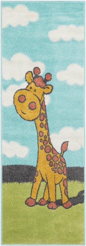 2' 2 x 6' 1 Tennyson · Giraffe rug, blue, yellow and green