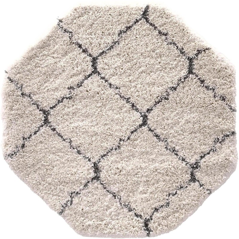4' x 4' Jameson · Diamond trellis Shag Rug, ivory and gray