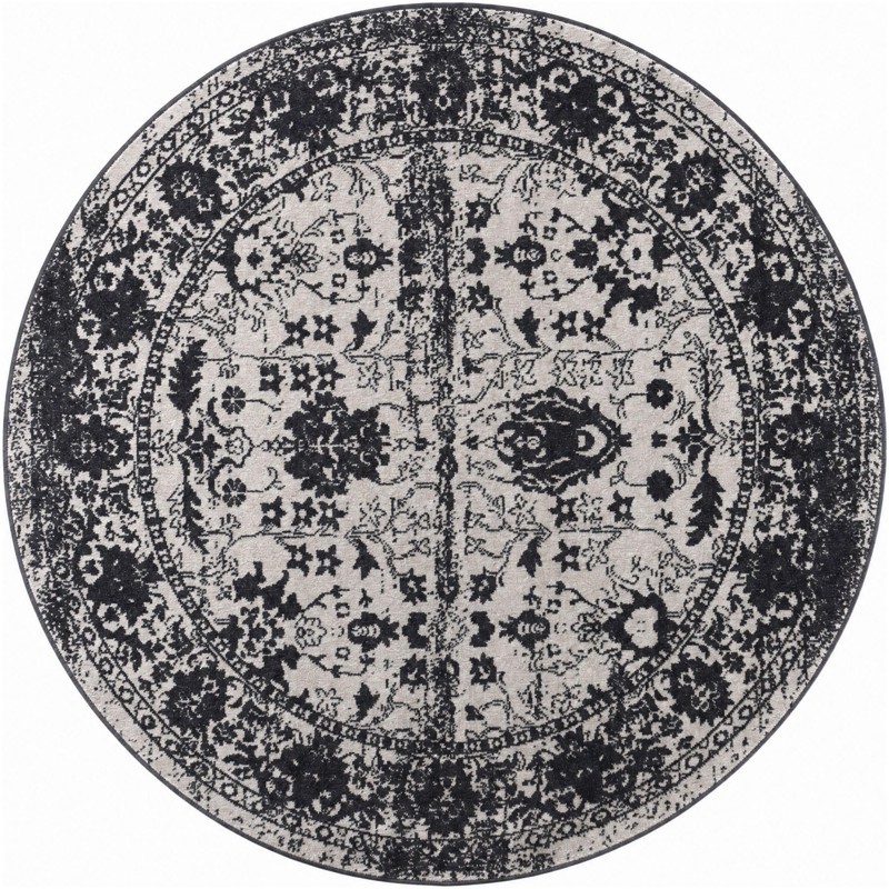 Sandys · Distressed traditional Washable Rug, black and white