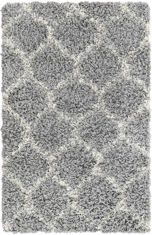 2' x 3' Barnett · Lattice Shag Rug, gray and ivory
