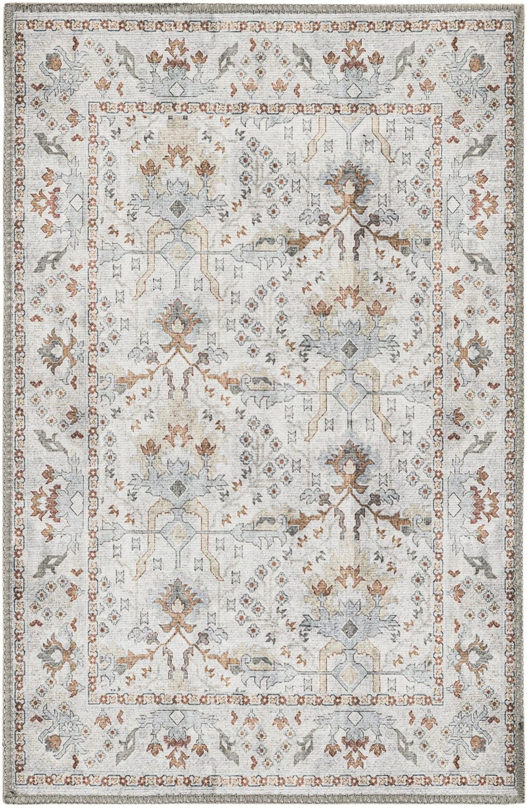 2' x 3' 1 Hobson · Medallion Washable Rug, ivory and brown