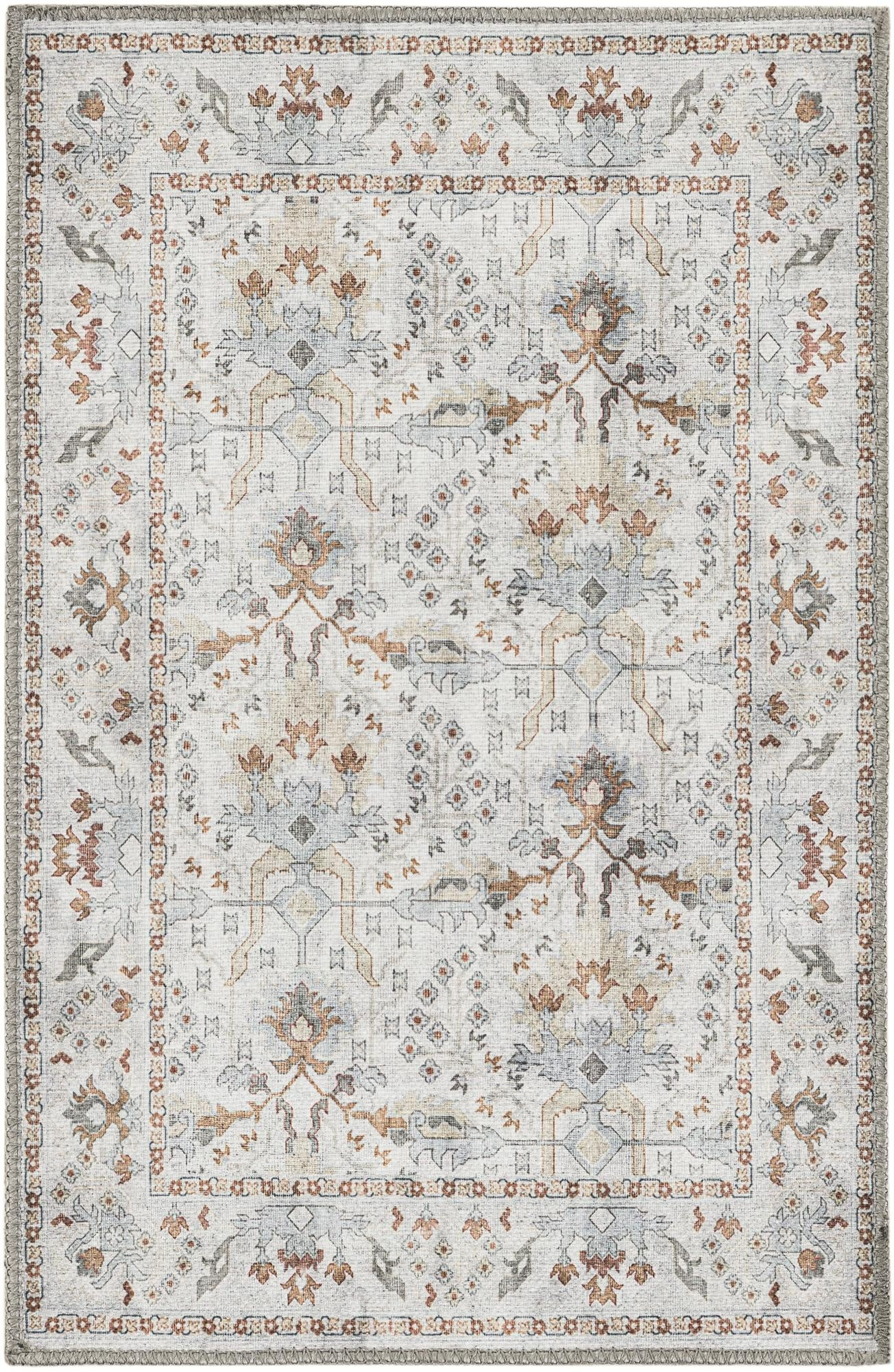 2' x 3' 1 Hobson · Medallion Washable Rug, ivory and brown