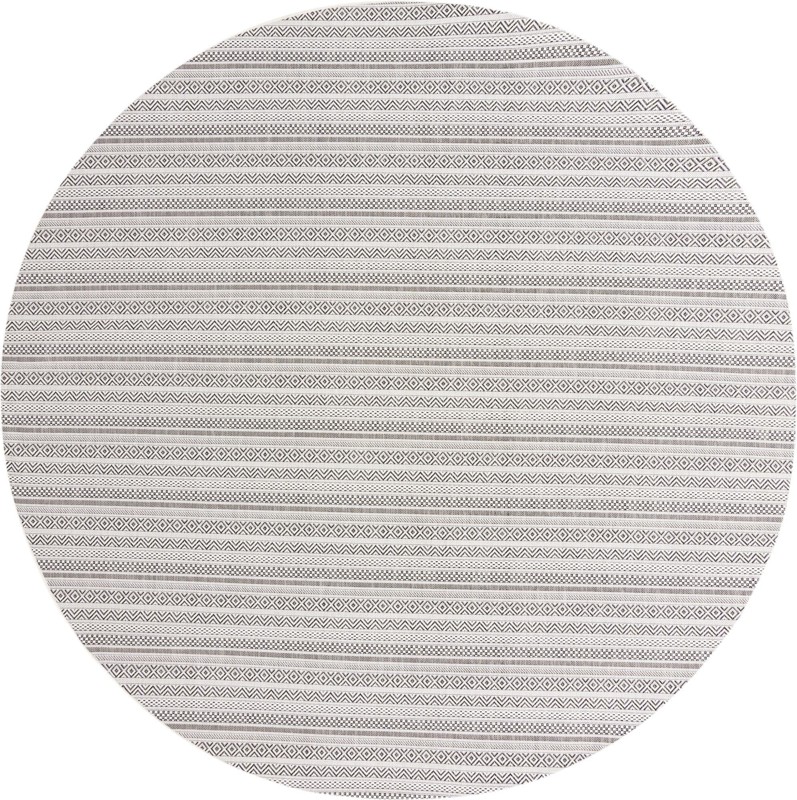 10' x 10' Merlin · Striped geometric Outdoor Rug, beige and black