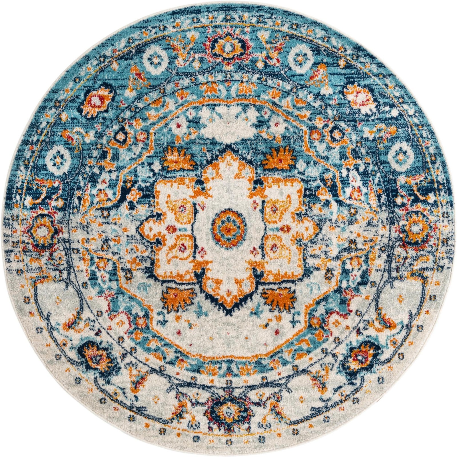5' 3 x 5' 3 Pierce · Border rug, teal