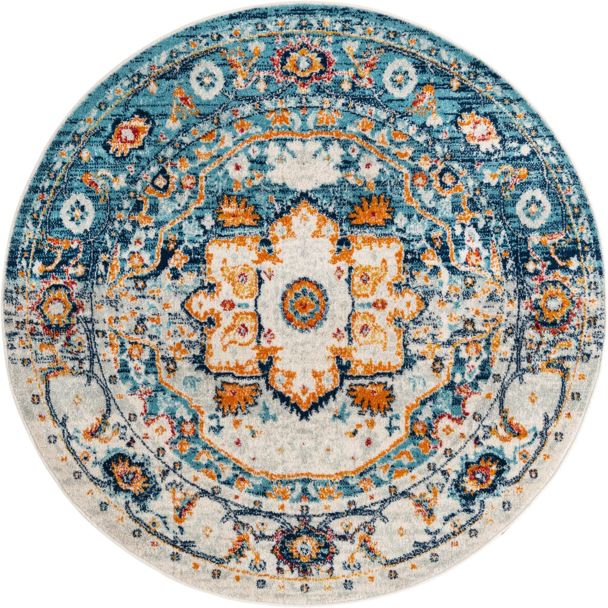5' 3 x 5' 3 Pierce · Border rug, teal