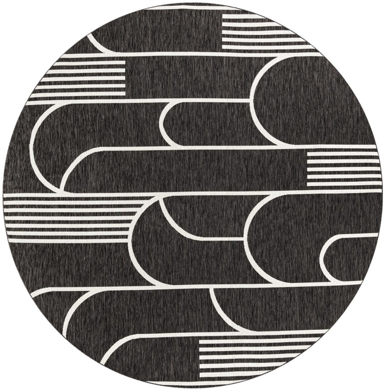 10' x 10' Prudence · Geometric Outdoor Rug, black and white