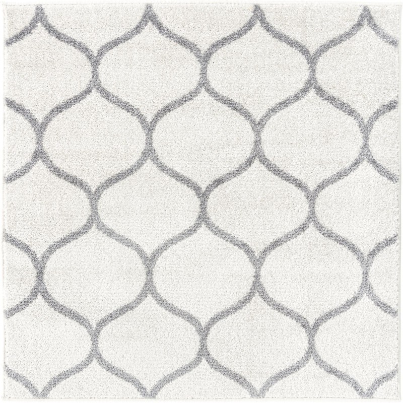 4' x 4' Ingram · Lattice rug, ivory and gray