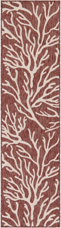 Northfield · Floral / botanical Outdoor Rug, rust red