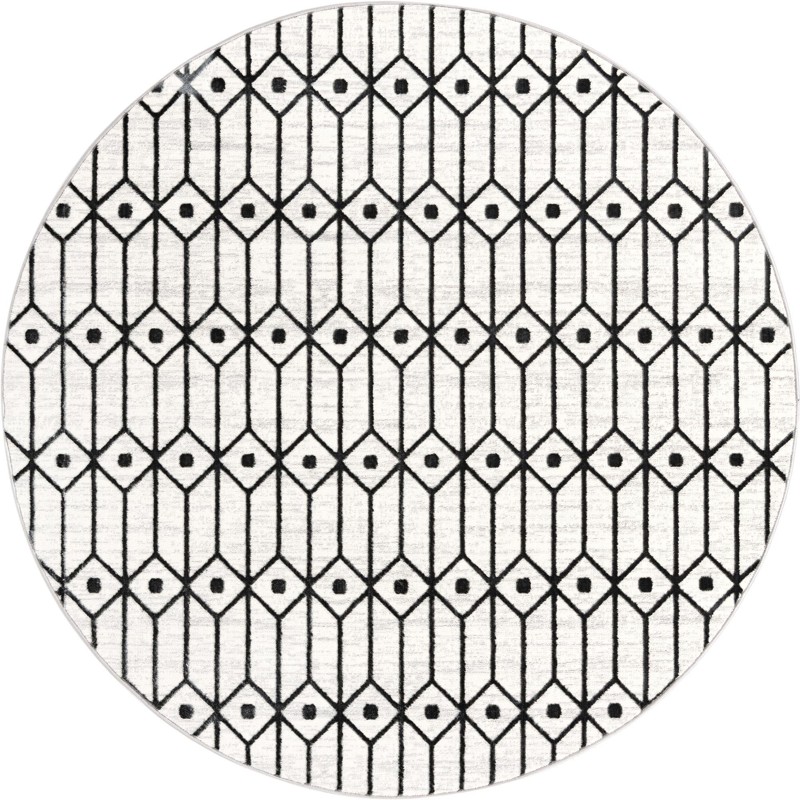 7' x 7' Wharton · Geometric lattice rug, white and gray